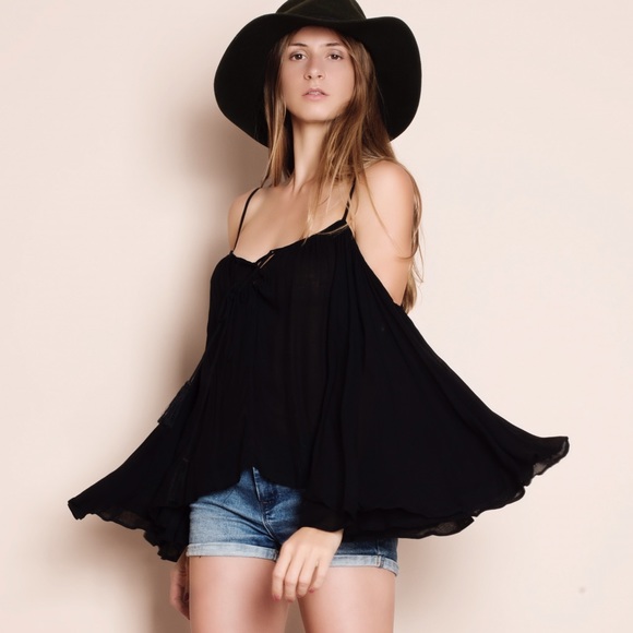 "Stars" Off Shoulder Bell Sleeve Peasant Top - Picture 4 of 4