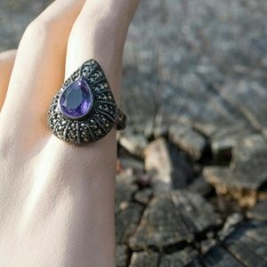 amethyst tears . JUDITH JACK . marcasite ring