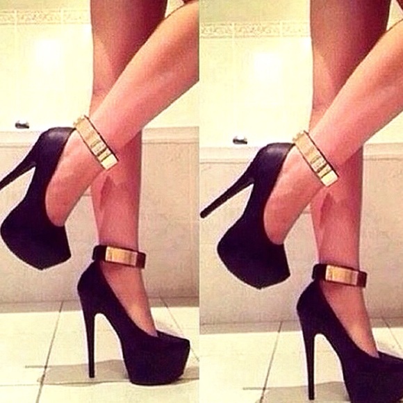 Glaze Shoes - Glaze Gold Ankle Strap Platform Heels