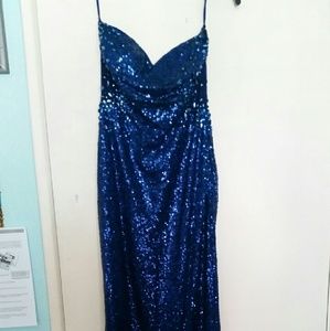 Blue Sequin Prom Dress