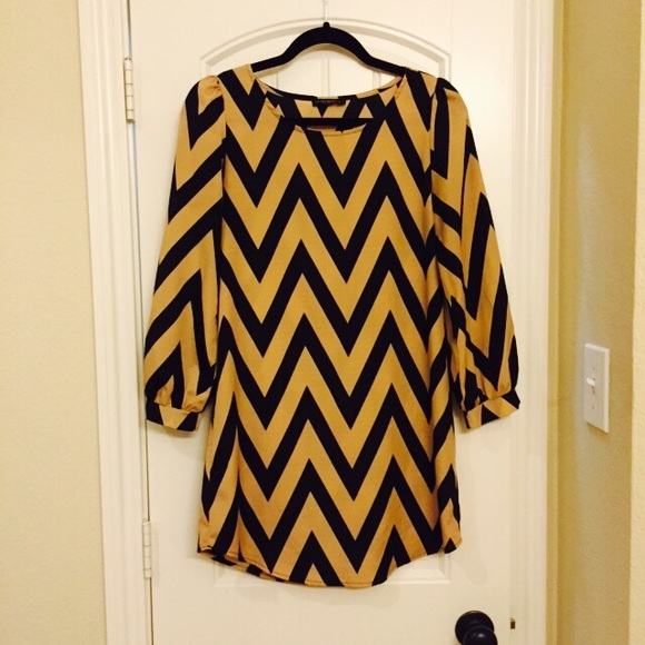 Tan and black chevron dress