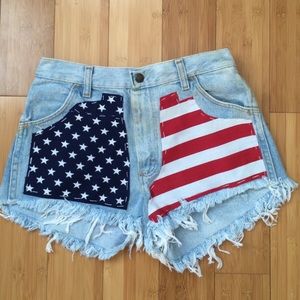 Urban Outfitters American Flag denim cut offs