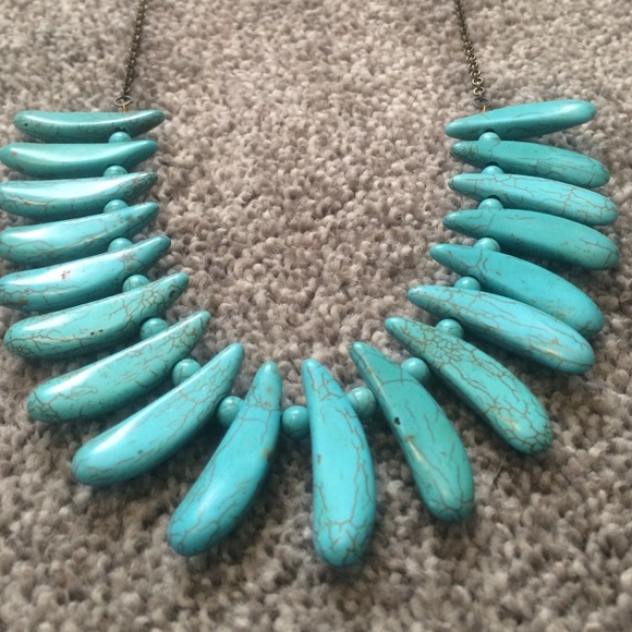 Blue Long Statement Necklace - Picture 2 of 2