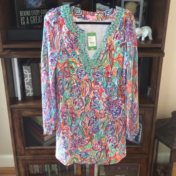 Lily Pulitzer Beaded Dress What a Catch Print