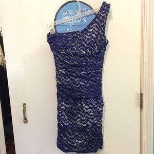 Blue and silver chevron formal dress.