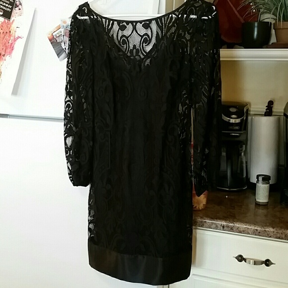 Black Lace and Silk Dress