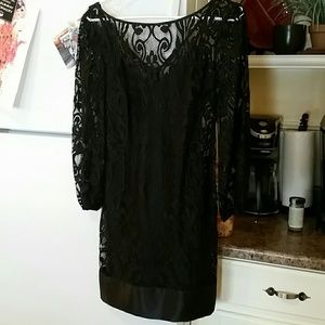 Black Lace and Silk Dress