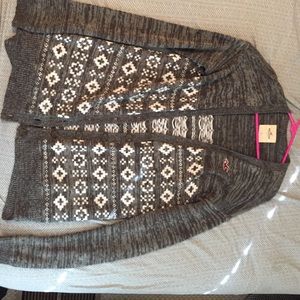 Hollister gray and white Aztec print cardigan