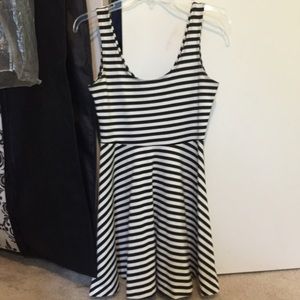 Short black and white striped dress