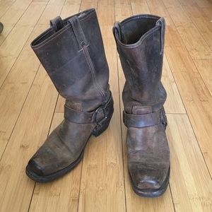 Frye brown leather motorcycle boots