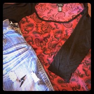 New red and black top