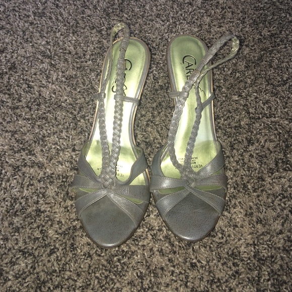 Carlos Santana silver blue sling backs