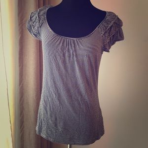 Navy and white stripe top