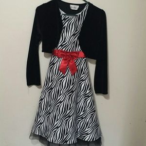 Rare Editions Girls Zebra Dress/ Shrug Size 14