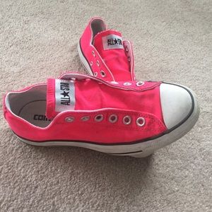 Bright pink no lace Converse