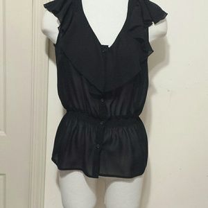 Sheer Black Sleeveless Tina Knowles Small Shirt