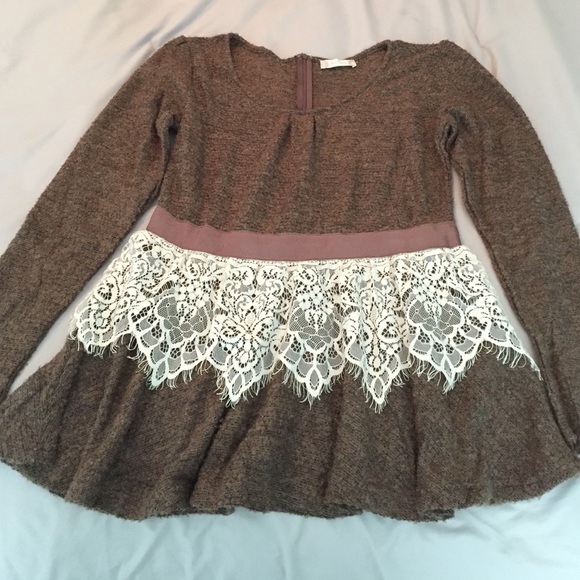 Altar'd State peplum sweater with lace detail