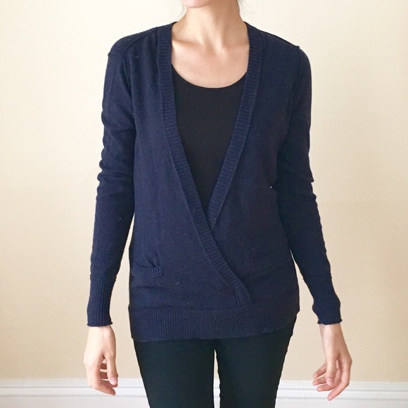 Banana Republic Navy Deep V Neck Sweater