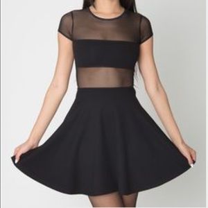 American Apparel Black Mesh Skater Dress
