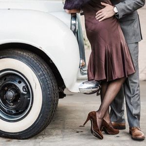 Brown Heel Pumps in Faux Velvet Suede