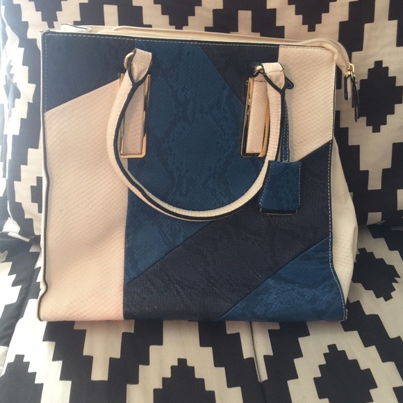 White and blue purse