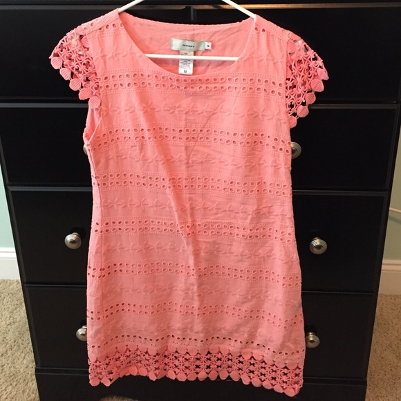Coral eyelet dress
