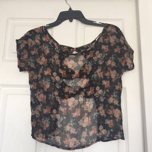 Sheer black top with flowers from Delia's