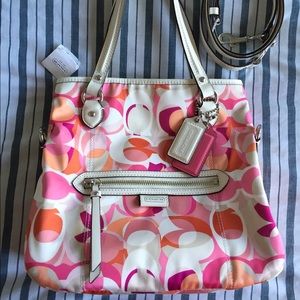 Authentic daisy kaleidoscope pink and white tote