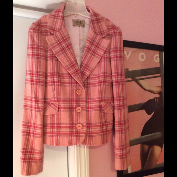 NWOT Medium Juicy Couture Blazer Plaid Pink pretty