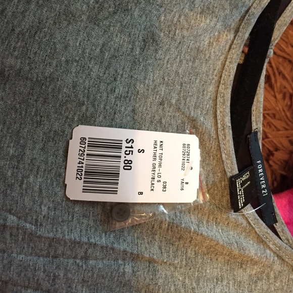 For Sylvia Forever 21 Heather Gray/Black Hi/Lo Top - Picture 4 of 4