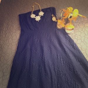J Crew strapless navy blue dress