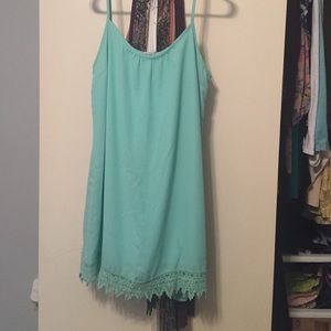 SZ L turquoise spaghetti strap dress