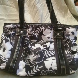 Black and white great floral design EUC bag/purse