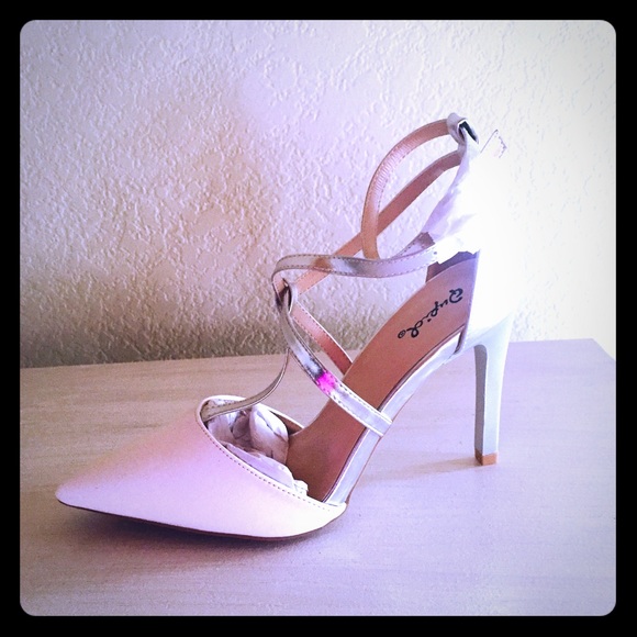Brand new white and silver heels.