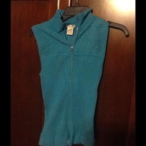 Blue sleeveless sweater