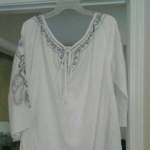 Peasant top with scroll stitching on sleeve