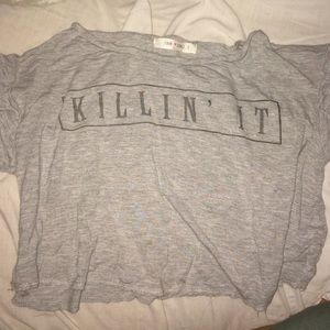 gray crop top shirt ,