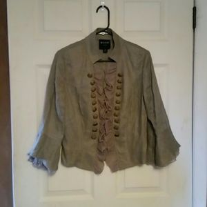 Army green funky linen blazer
