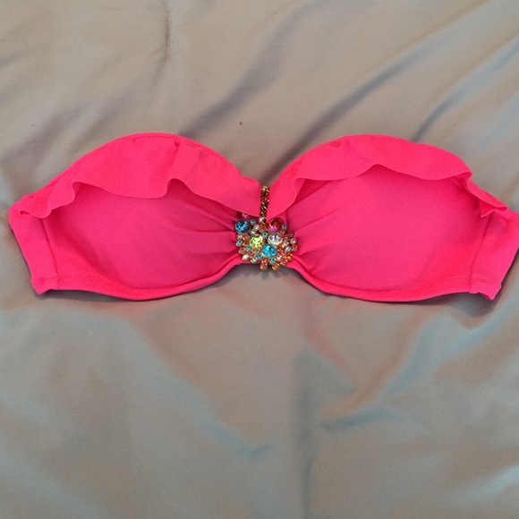 Victoria's Secret pink ruffle bandeau swimsuit top