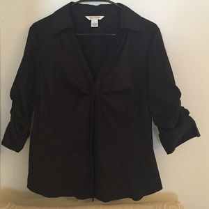 WHBM Black Button Down
