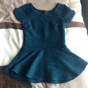 Zara emerald green peplum top.