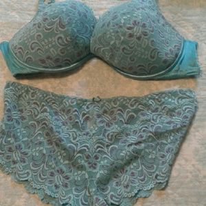 Matching bra and panty set.