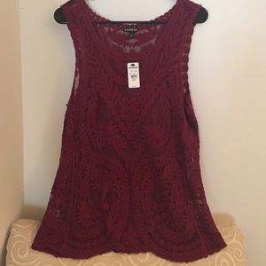 Express Burgundy Lace Sleeveless NWT