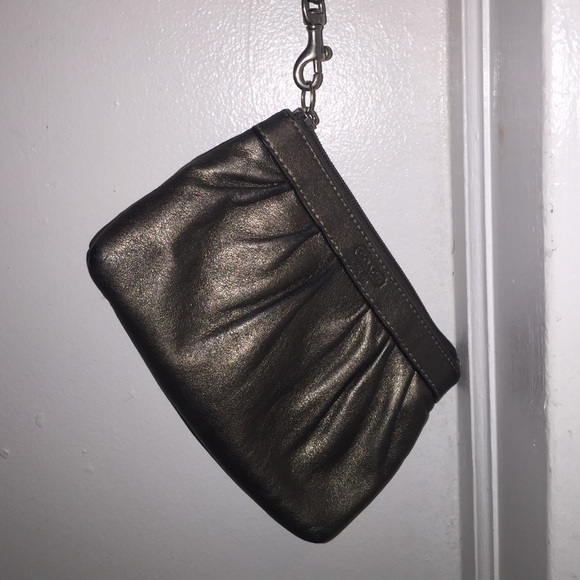 Coach silver grey wristlet