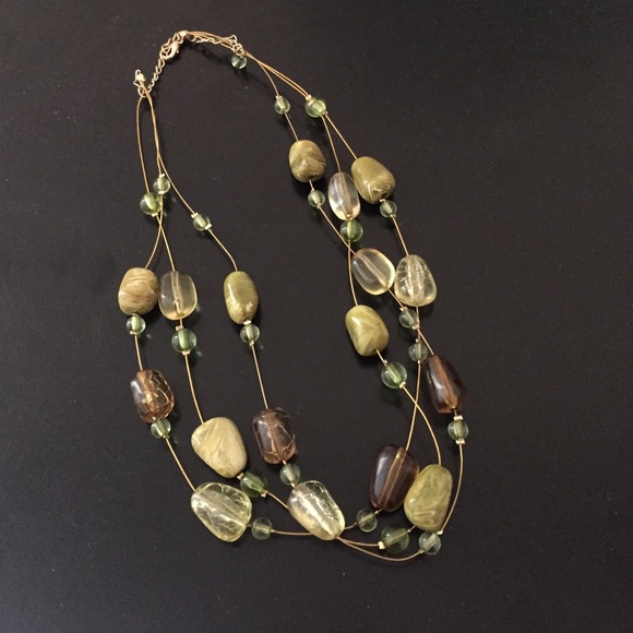 Green and brown beaded necklace