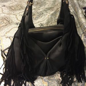 Aimee Kestenberg black leather fringe bag
