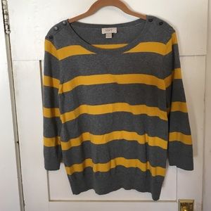 Gray and gold striped sweater