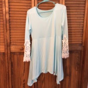 Light blue whit lace detailing dress