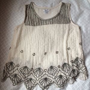Sheer tank top with beaded detail