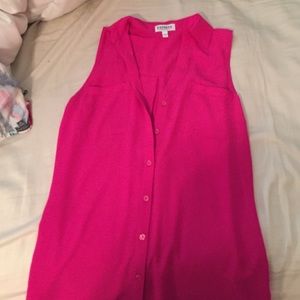 Pink button down tank top